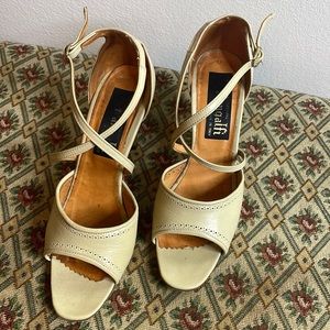 Beige PANGALFI Open Toe Heels, size 8